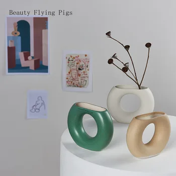 

2Pcs Direct selling new product garden style ceramic vase home personality decoration decoration cafe shop studio decoration