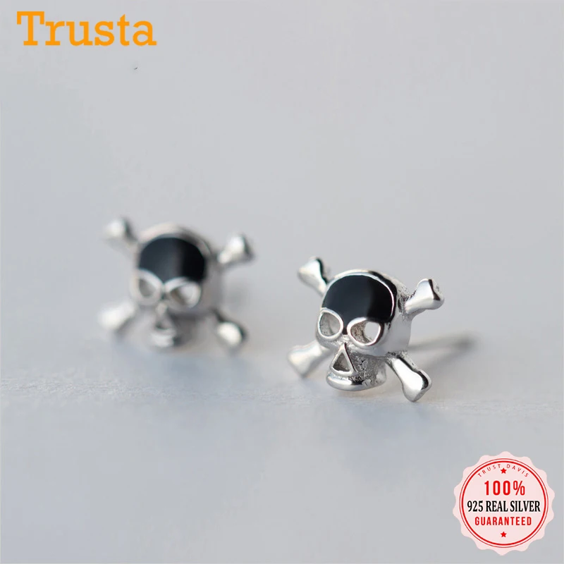 Мужские и женские серьги гвоздики Trusta из стерлингового серебра 100% пробы с