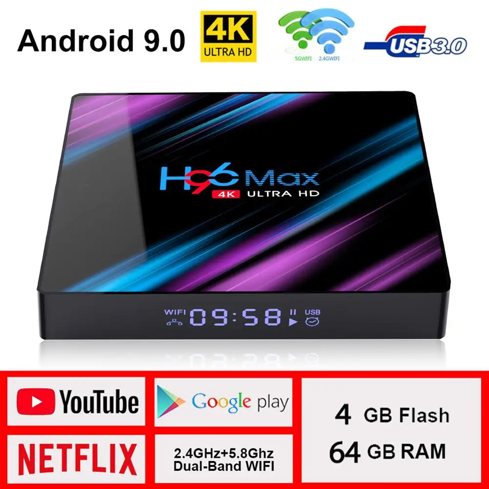 ТВ приставка Android 9 0 H96 MAX Rockchip RK3318 4 Гб RAM 32 64 ROM 4K Netflix Youtube потоковый медиаплеер LEMADO