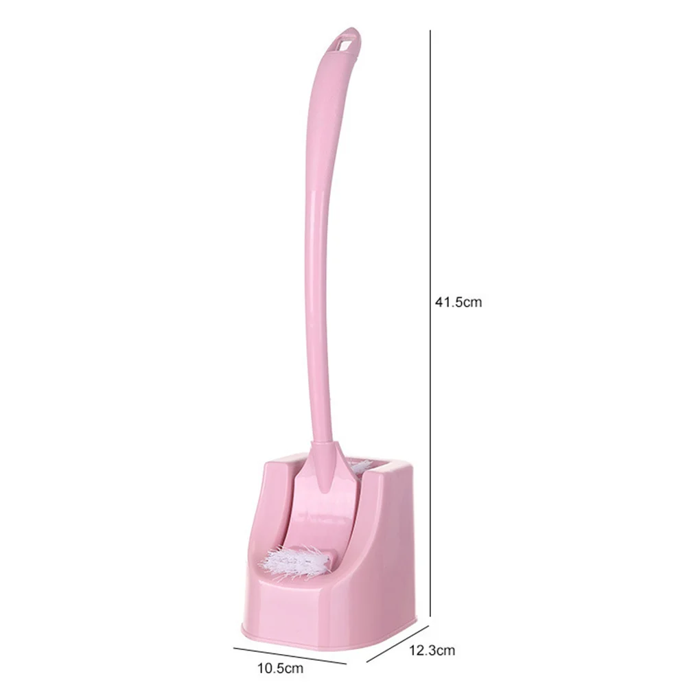 Portable Long Handle Scrub Corner Bent PP With Base Toilet Cleaning Brush Bathroom Double Sided
