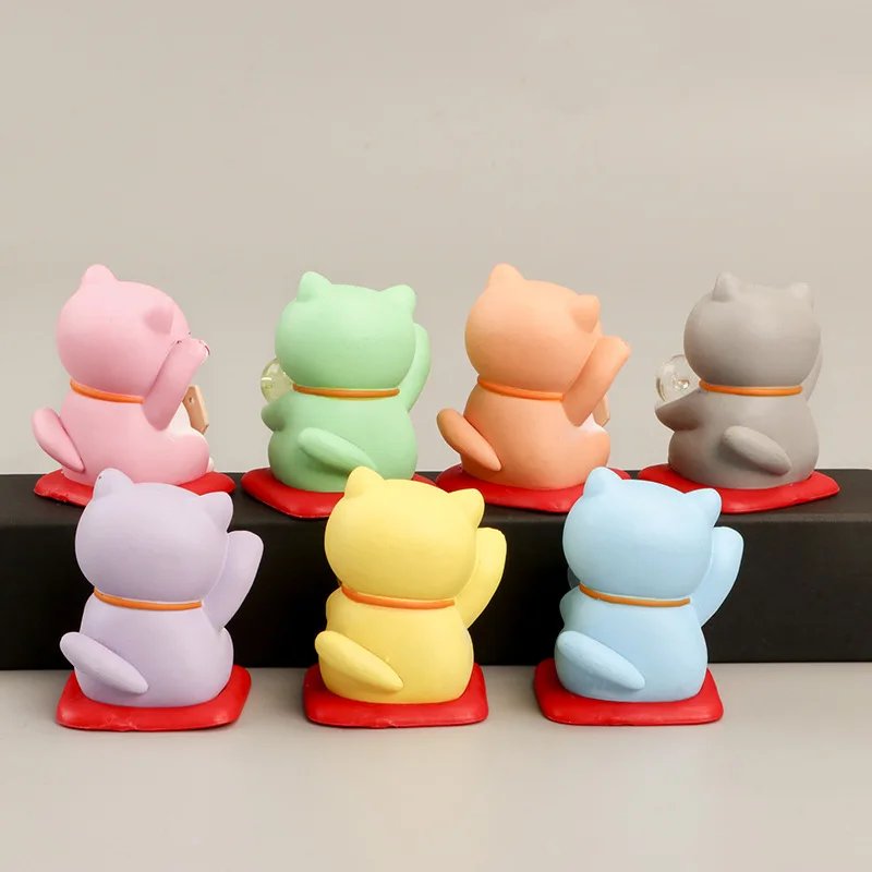 1pc Japan Cartoon Lucky Cat Figurine 3D Animal Model Gift Ornament Home Craft Decor Glass Decoration DIY Accessories