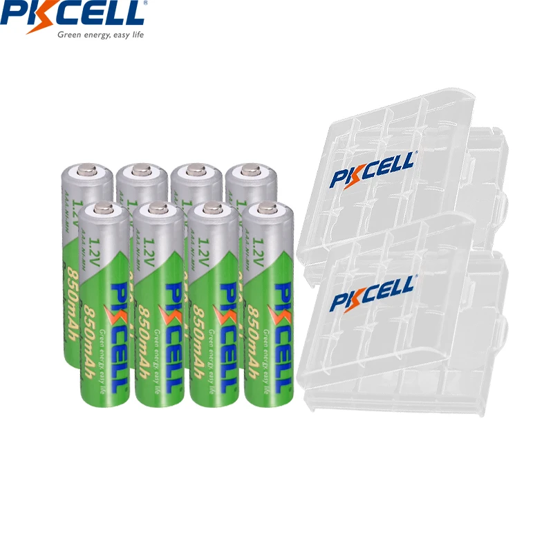 

8PCS PKCELL AAA Batteries 1.2V Ni-MH AAA Rechargeable Battery 3A Low Self Discharge 850mAh batteria with 2PC Battery holder box