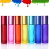 1/5/10PCS 10ml Portable Frosted Colorful Thick Glass Roller Essential Oil Perfume Bottles Travel Refillable Rollerball Bottle ► Photo 1/6