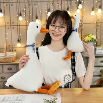 

Hot Big White Goose Pillow Plush Toy Cute Sleeping Pillow High Quality Stuffed Doll Funny Sweet Gift for Friends Kids Chanukah