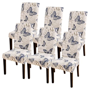 

6Pcs Dining Room Chair Cover Removable Washable Stretch Seat Cover 1pcs