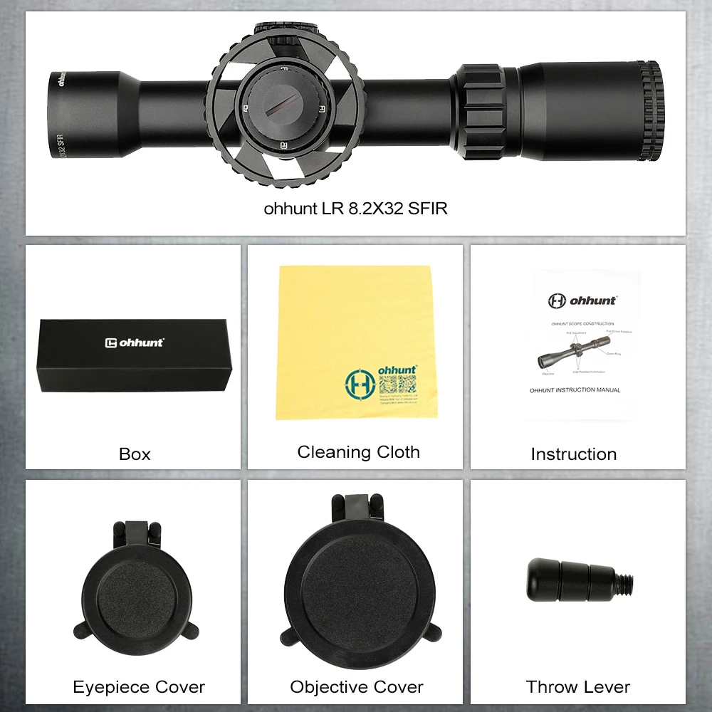 Ohhunt LR 8,2X32 SFIR охотничий прицел боковой Параллакс стекло гравированное сетка Красное освещение башенки замок сброс тактический прицел