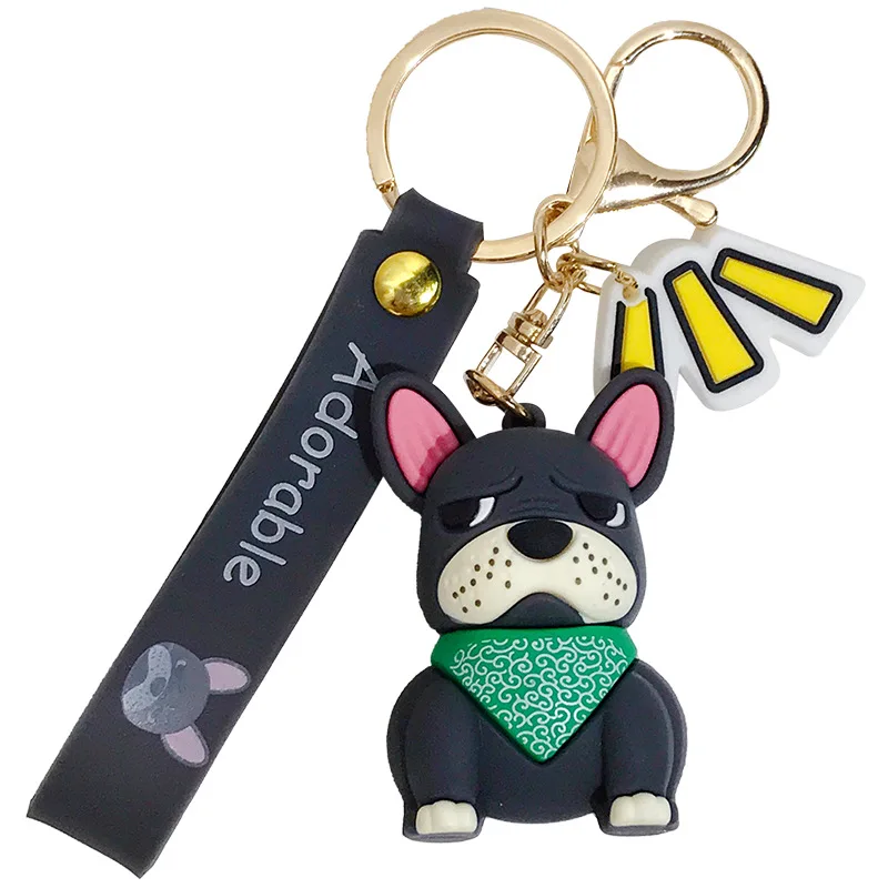 

Korea Creative French Bulldog Puppy Keychain Little Daisy Key Ring Holder Bulldog Keyring Couples Car Key Chain Trinket Pendant