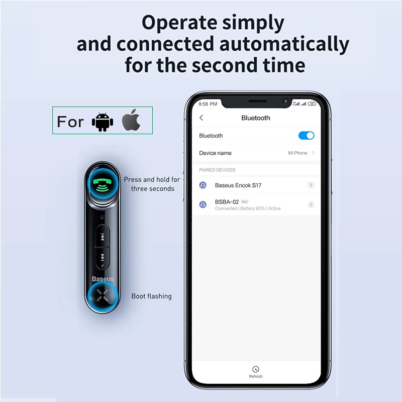 Baseus AUX Car Bluetooth Receiver 3.5MM Jack Audio Music Bluetooth 5.0 Car Kit Wireless Handsfree Speaker Bluetooth Car Stereo