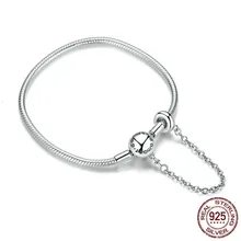 Базовый Серебряный браслет-змея 925, 3 мм, с безопасной цепочкой, силиконовые бусины, сделай сам, аксессуары для изготовления ювелирных изделий, Bijoux BSB033