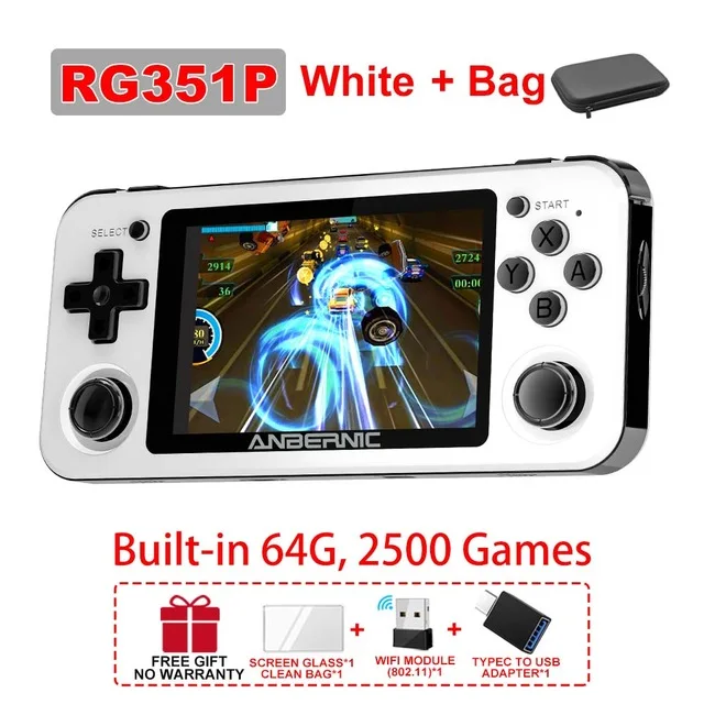 128G ANBERNIC RG351P Retro Game Console RK3326 Linux System PC Shell PS1 Game Player Portable Pocket RG351 Handheld Game Console 