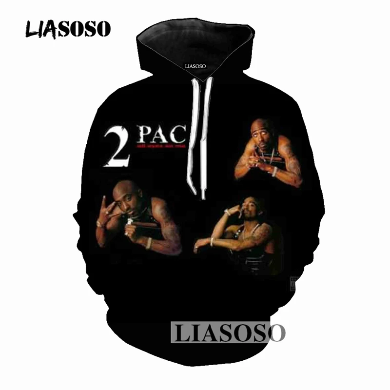 LIASOSO, осенняя модная брендовая одежда, толстовки 2pac с 3D принтом, толстовки с капюшоном в стиле хип-хоп, пуловер в стиле Харадзюку