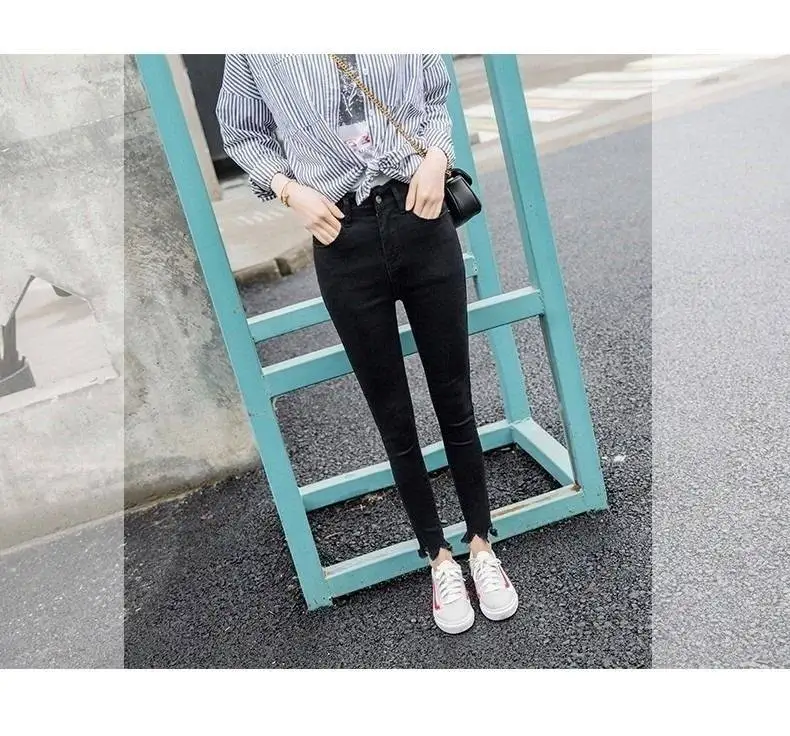 Летняя обувь с перфорацией, Рваные джинсы Для женщин Jeggings джинсовые штаны черный Для женщин s женские Стрейчевые джинсы-скини для Для женщин брюки