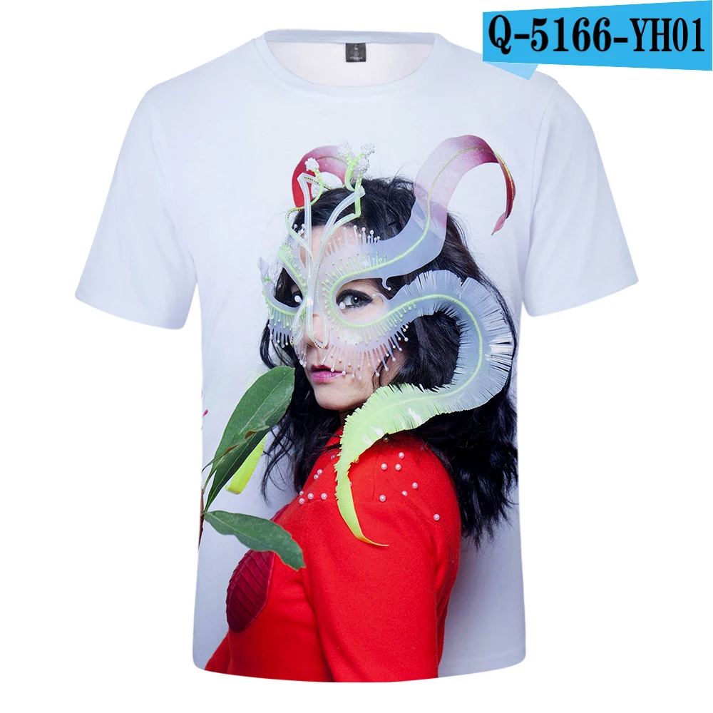 Модная певица bjork 3D футболка для мальчиков и девочек, лето, крутой короткий рукав Харадзюку, высокое качество, удобная повседневная футболка с 3D принтом - Цвет: 3D