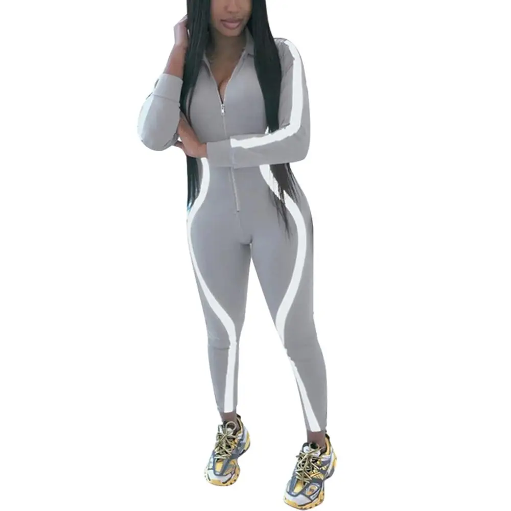 Женский светоотражающий комбинезон для фитнеса и тренировок в стиле пэчворк с