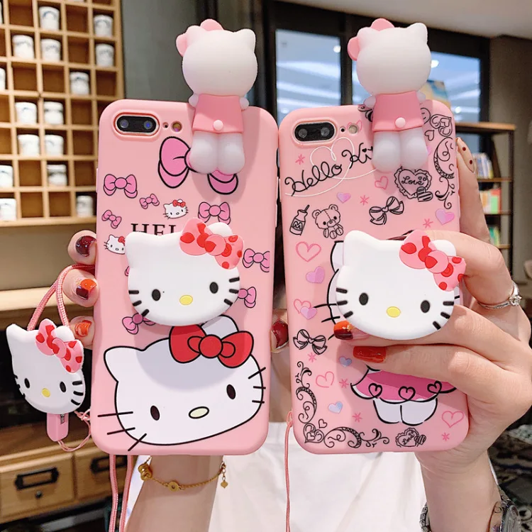 Роскошный 3D игрушечный держатель подставка для Iphone 11 Pro Чехол милый котенок розовый чехол для Iphone X XR XS MAX 7 8 6s Plus 11 Pro чехол ремешок