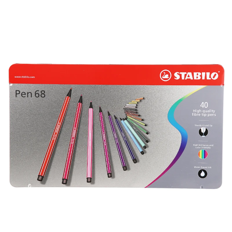 40 Colors Set 1 комплект STABILO ВОЛОКНА НАКОНЕЧНИК акварельных ручек 30/40/50 Цвета Pen68 моющиеся детские кисть безопасные нетоксичные детского сада канцелярских принадлежностей - Цвет: 40 Colors Set