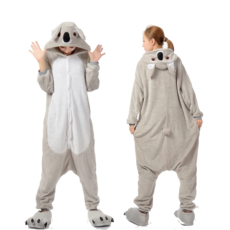 Новинка года; зимние пижамы для взрослых с животными кигуруми; одежда для сна с героями мультфильмов; женские пижамы с единорогом Хаски; теплые фланелевые пижамы с капюшоном - Цвет: koala