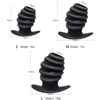 Hollow Anal Plug Spiral Butt Plug Enema Anal Tunnel Sex Toys Silicone Buttplug Gay Speculum Vaginal Dilator Anus Cleaning 6