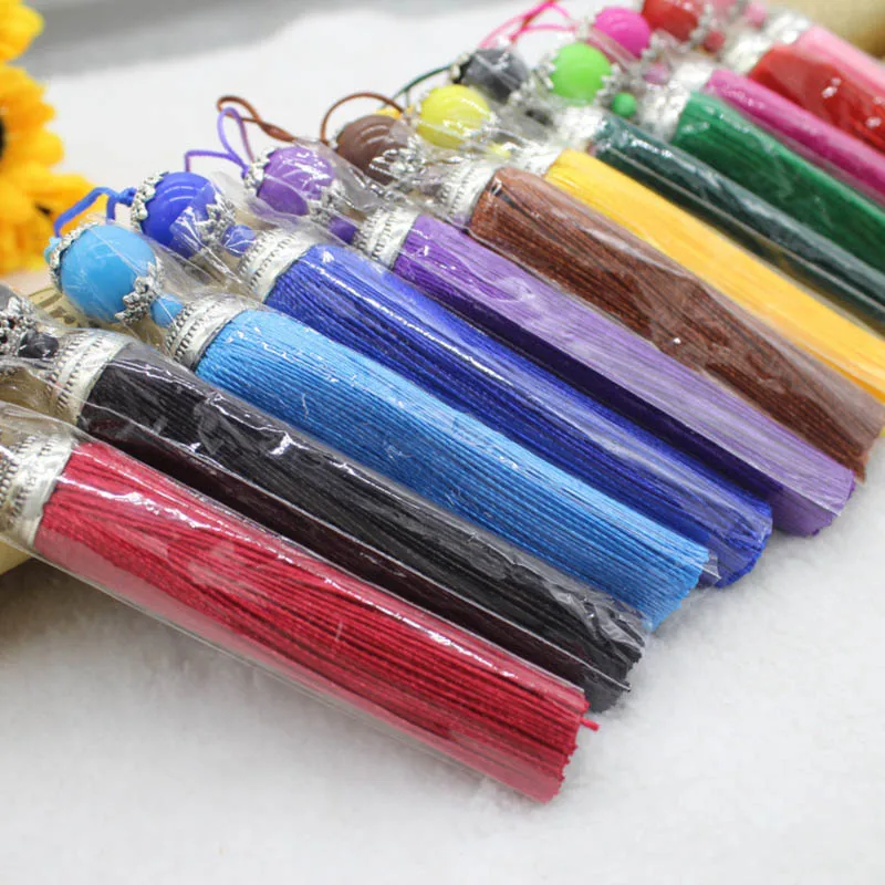 Description Picture 3 of item2/5/10Pcs 8CM Polyester Silk Beads Tassel Fringe Brush Tassels Trim Crafts DIY Necklaces Jewelry Finding Key Chains Accessories