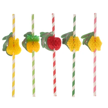 

New 50pcs/lot Drining Paper Straws 3D Fruits Food Grade Paper Straws for Birthday Wedding Baby Shower Celebration and Party Deco