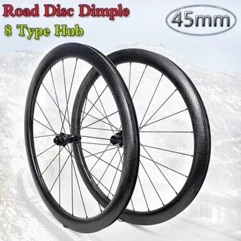 

Elite 700c Road Disc Brake Wheelset High TG Golf Dimple Surface 45*25mm Rims Clincher Tubular Dimple Carbon Wheels For Cycling
