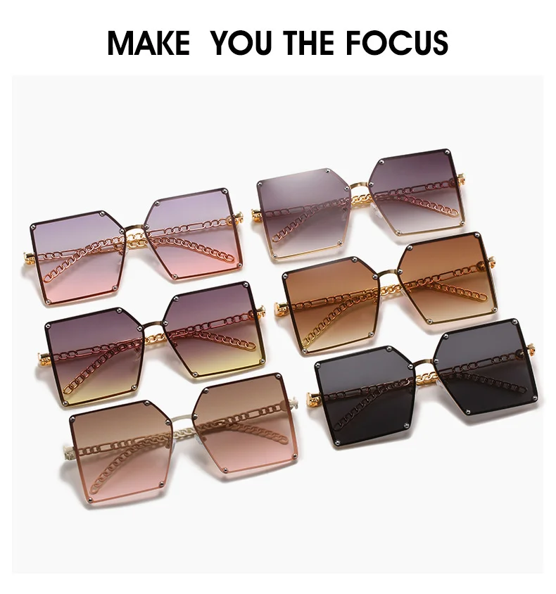 Luxury Square Sunglasses Women Brand Designer Travel Big Frame Sun Glasses Retro Fashion Gradient Lunette De Soleil Femme white sunglasses women