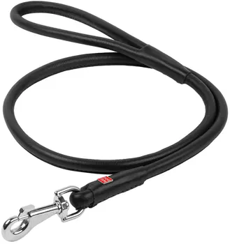 

COLLAR Leash leather black round dog 10 mm 183 cm Collar WauDog Glamour