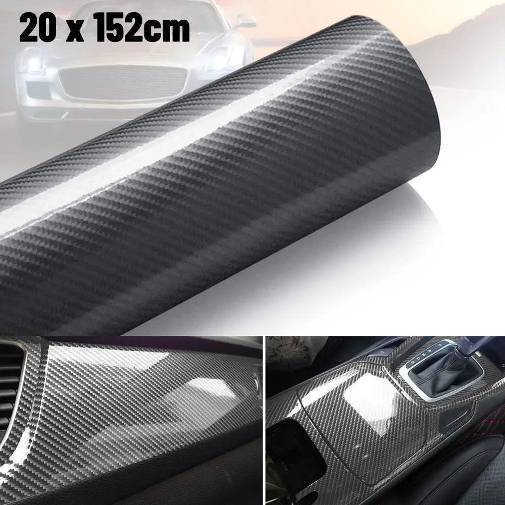 

6D Car Styling DIY High Glossy Carbon Fiber 20/50*152cm Vinyl Wrap Film Motorcycle Automobiles Car Sticker Decals Accessories