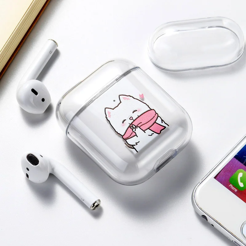 054 Для Airpods чехол милый мультфильм Кот динозавр жесткий беспроводной Bluetooth наушники чехол для Apple Airpods 2 1 защитный чехол коробка - Цвет: 054