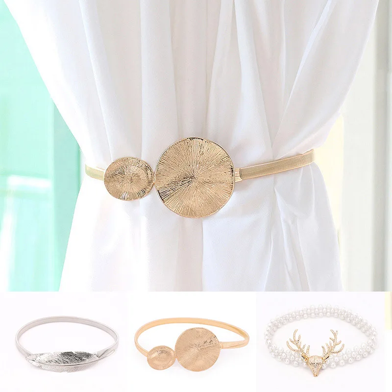 ⚡️Metal Curtain Clip Tieback Buckle Clips Curtain Holders Golden Silver Color Leaves Bow Elk Buckle Tie Back Curtain Accessories