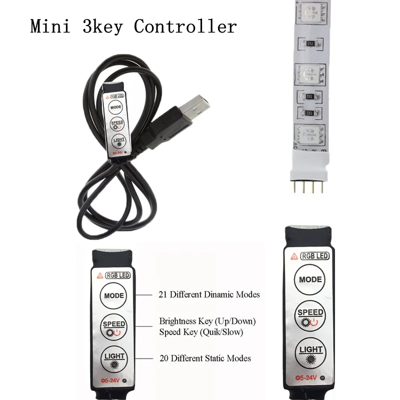 USB RGB светильник полоса USB RF светодиодный светильник с дистанционным управлением полоса USB 3 11 17 24 беспроводной дистанционный ключ