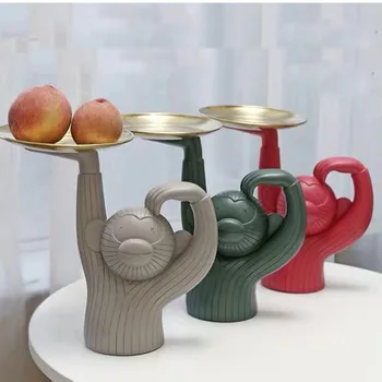 

[HHT] NORDIC STYLE MONKEY TRAY SCULPTURE CREATIVE FRUIT PLATE STORAGE PLATE COFFEE TABLE FURNISHINGS HOME DECORATION CRAFTS