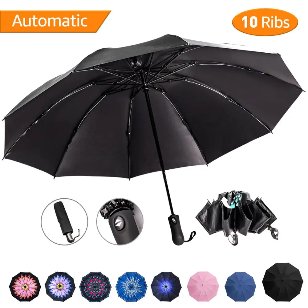 

Reverse Umbrella Windproof Automatic Umbrella Rain Women Men Windproof Black Coating Sun Umbrella Inverted Parasol