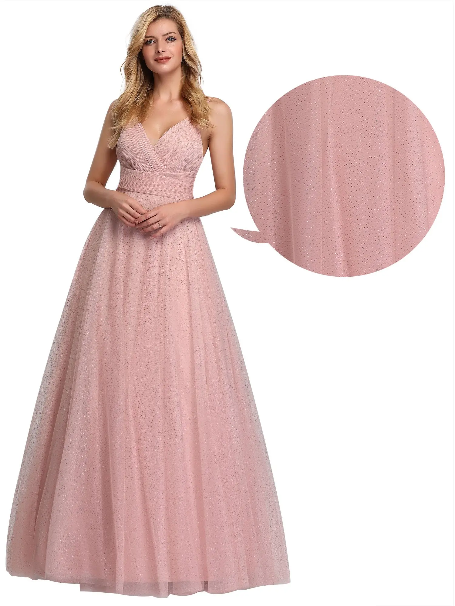 Sweet Evening Dress LongV-Neck Floor Length Spark Tulle Ever Pretty 2022 Bridesmaid Dresses Robe De Soirée Vestidos De Fiesta sexy evening gowns