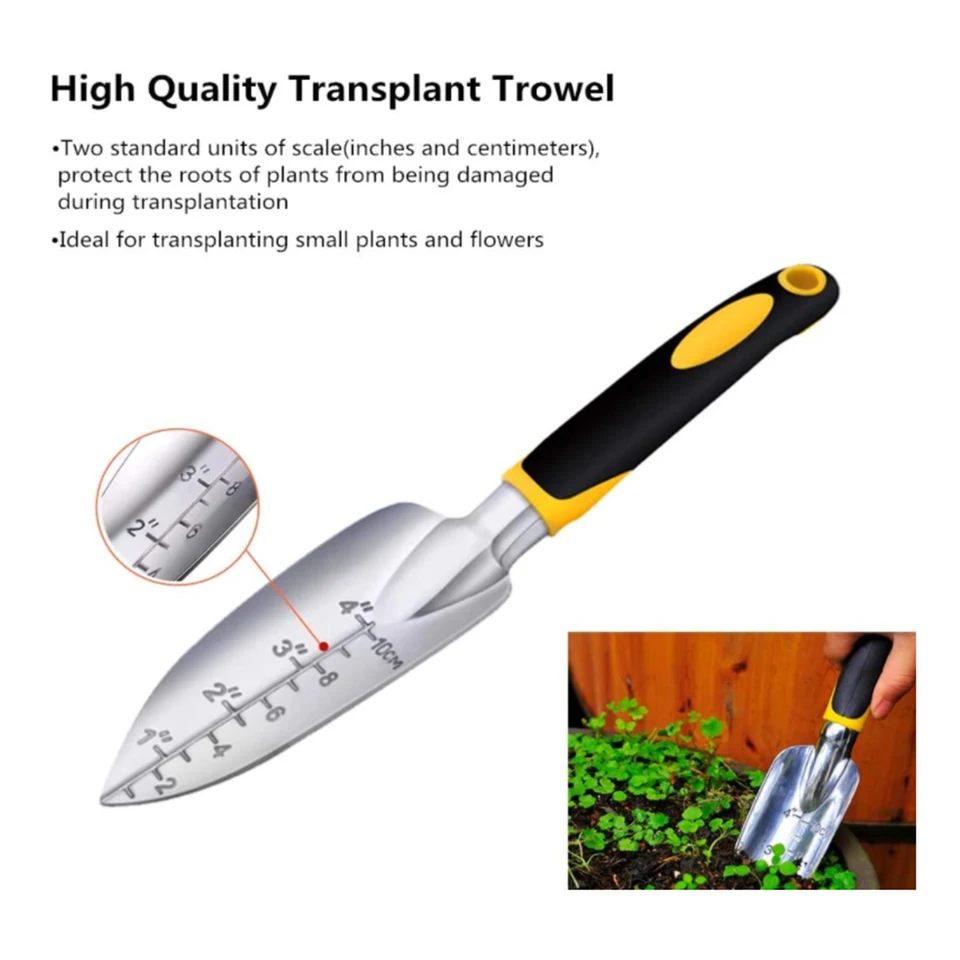 Edward Tools 3-Piece Gardening Hand Tool Set - Heavy Duty Aluminum Trowel, Transplanter, Hand Rake (Bend & Rust Proof) - View #8