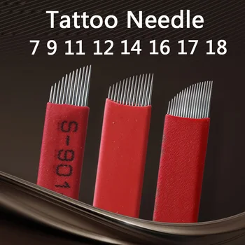 

500pcs NANO Red 0.18mm Flex 12/14/16/18 pin U Shape Microblading Needles Eyebrow Tattoo Blades Permanent Makeup Manual Eyebrow