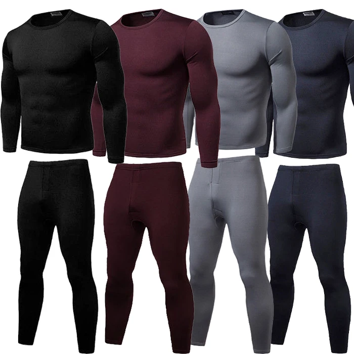 2020 New Winter Men Thermal Underwear Sets Elastic Warm Fleece Long