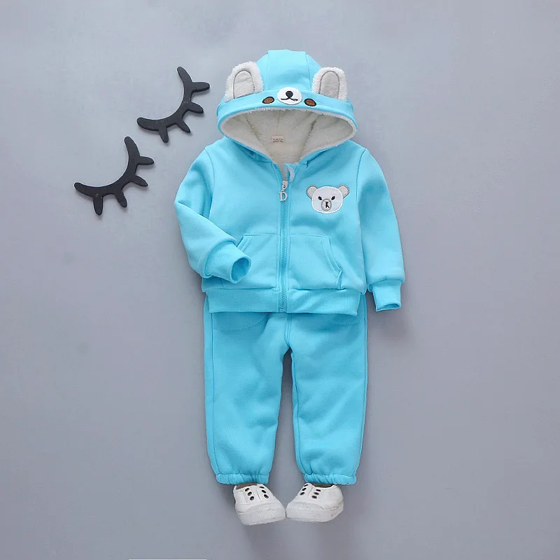 

Children Winter Children Baby Cartoon Bear plus Velvet Thick Two-Piece 2019 New Style Hoodie Suit Coat