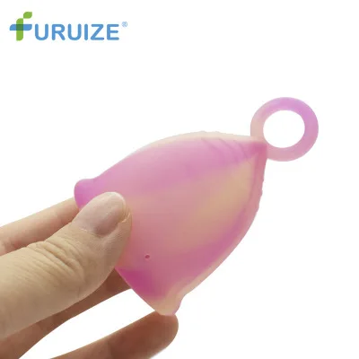 Pull Ring Colorful Medical Silicone Menstrual Cup Vaginal Tampon Personal Hygiene Menses Menstrual Cup Comfortable leak-proof