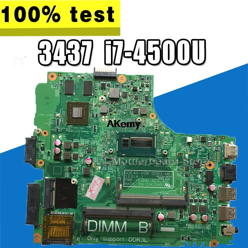 12307-2 ПРБ VKJ89 REV: A00 для DELL 5437 3437 ноутбук материнская плата Процессор i7 4500U GT740M 2G DDR3 тесты работы
