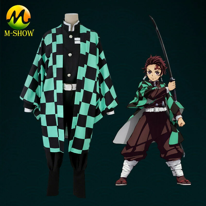 Haori Cosplay Tanjiro Kamado Fantasia Capa Kimono Demon Slayer Pronta