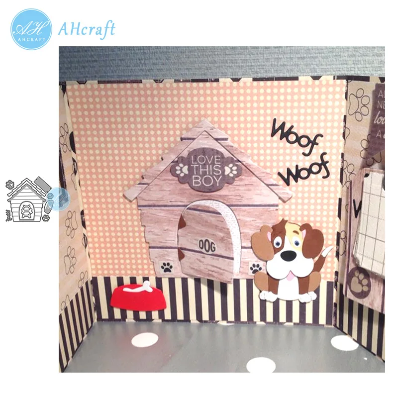 

AHcraft Puppy and Dog House set Metal Cutting Dies Scrapbook paper craft knife mould blade punch stencils 2019 die cut