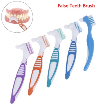 

Multi-Layered Bristles False Teeth Brush Oral Care Tool Two-tone Denture Brush Teeth Whitening ,Denture Cleaning Brush