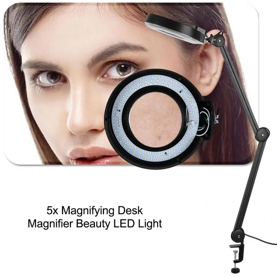 

Beauty Cosmetic 5x Magnifying 220-240V LED Lighted Desk Magnifier Light Lamp With Clamp Beauty Lamp Makeup Tool Kits