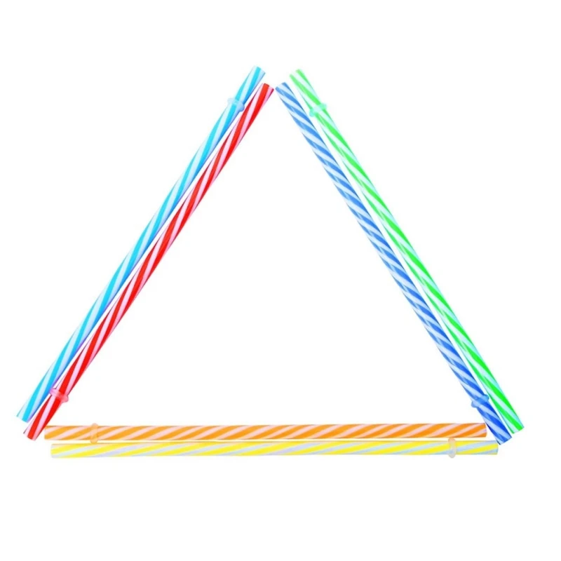 10 шт. разноцветные многоразовые жесткие пластиковые полосатые соломинки для
