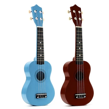 

2 PCS 21 Inch Soprano Ukulele 4 Strings Hawaiian Guitar Uke + String + Pick for Beginners Kid Gift,Light Blue & Coffee