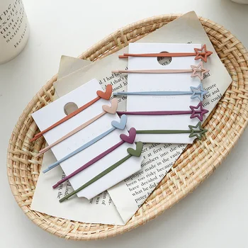 

New 10pcs/set Stars Love Pattern Morandi Color Hair Clips For Women Girls Candy Color Hairpins Barrettes Hair Accessories Set
