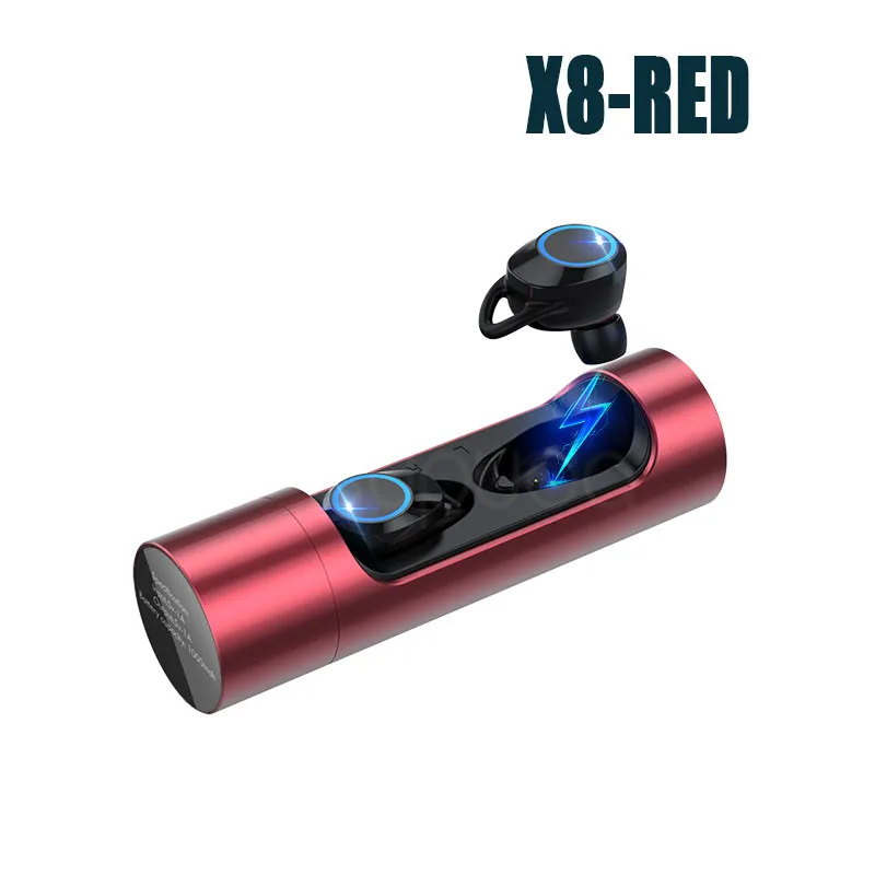 X8-Red X8 сенсорное управление TWS Bluetooth 5,0 наушники мини беспроводные наушники спортивные наушники с микрофоном IPX7 водонепроницаемые наушники - Цвет: X8-Red