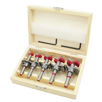 

5Pcs Auger Drill Bit Set Wood Cutter Hex Wrench Woodworking Hole Saw for Power Tools Wooden Box