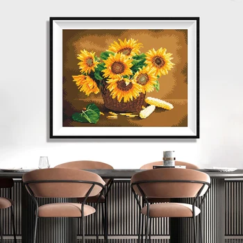 

Embroidery full 5D DIY diamond painting cross stitch 45x35 sunflower round diamond handmade decorative art gift LK1 brush glue t